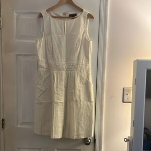 Lauren Ralph Lauren White Sheath Dress Sleeveless Crew Neck